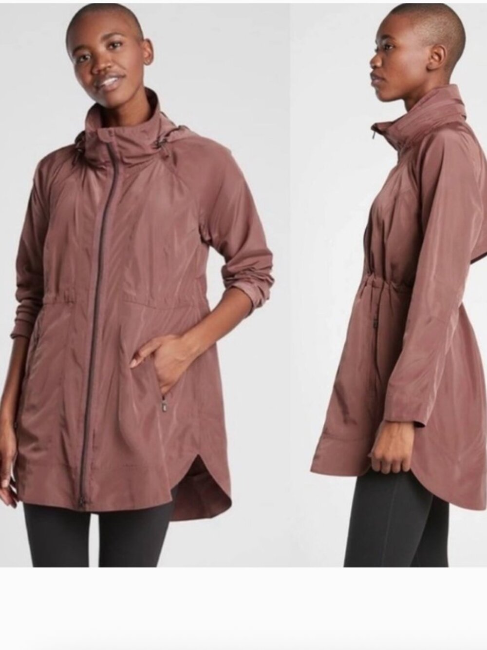 Athleta Drip Drop Rain Jacket in Mauve Brown Size 1X